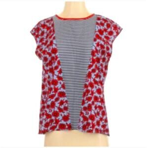 Dalia Cap Sleeve Women's Mixed Print Blouse NWOT.